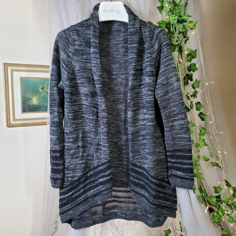 EILEEN FISHER XS Organic Cotton Marled Cardigan Gray Eco Core Quiet Luxury